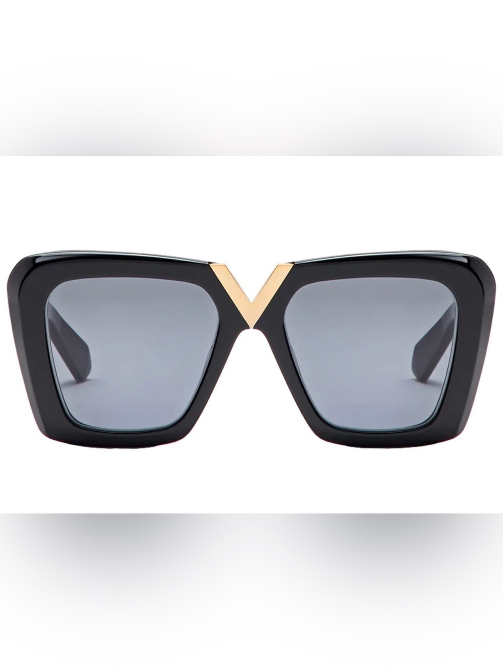 VALENTINO V-GOLDII Oversized Butterfly Sunglasses NIB Authentic Black/Smoke Grey